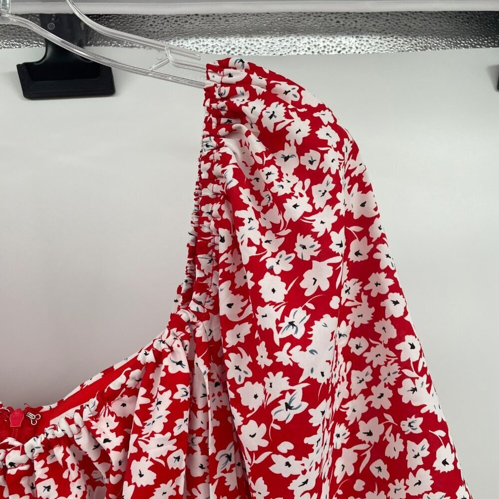 Showpo Floral Maxi Dress Off Shoulder 3/4 Sleeve Red/Multi Size 10 - Picture 4 of 8
